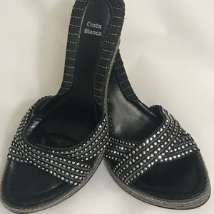 Costa Blanca Rhinestone Studded Wedge Sandal, like new, worn once, 9.5M